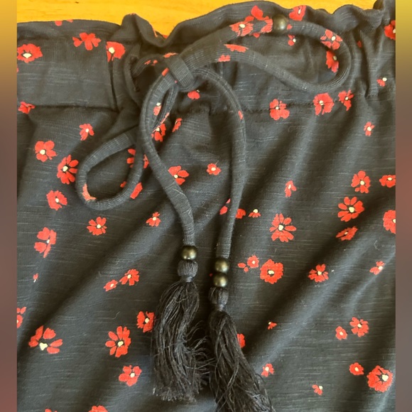 J Jill midi length petite floral blue & red print Aline skirt elastic size small - Picture 3 of 5